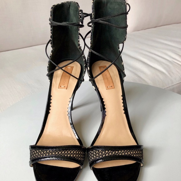 Reed Krakoff Natural Python Mesh Ankle-tie Sandals - Picture 1 of 8